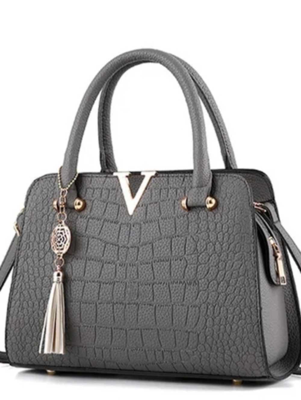 Unbranded Grey Women’s Satchel Bag with Tassel Charm